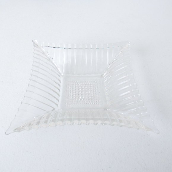 Pretty Vintage Clear Glass Dish Decorative Tray Jewelry Catch Square Art Deco - Picture 6 of 7